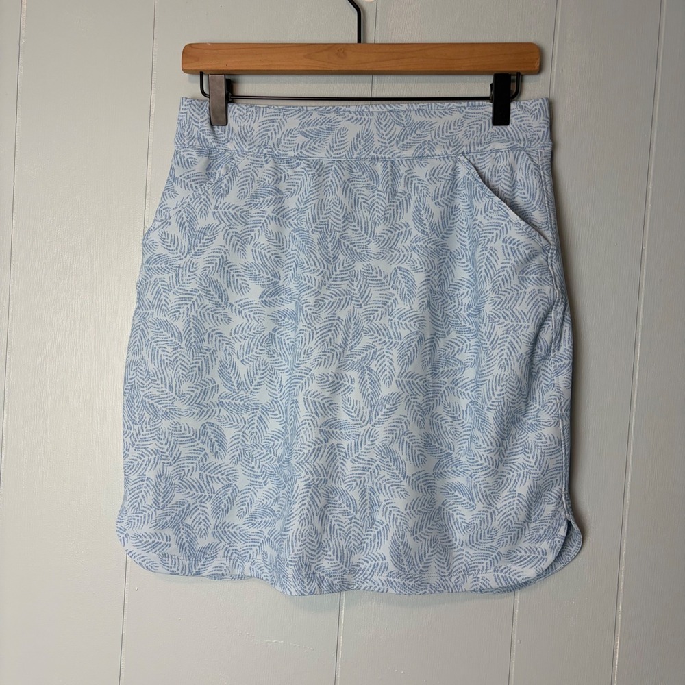 Peter Millar Crown Sport Blue White Palm Leaf Print Golf Skort Small 18 Inch